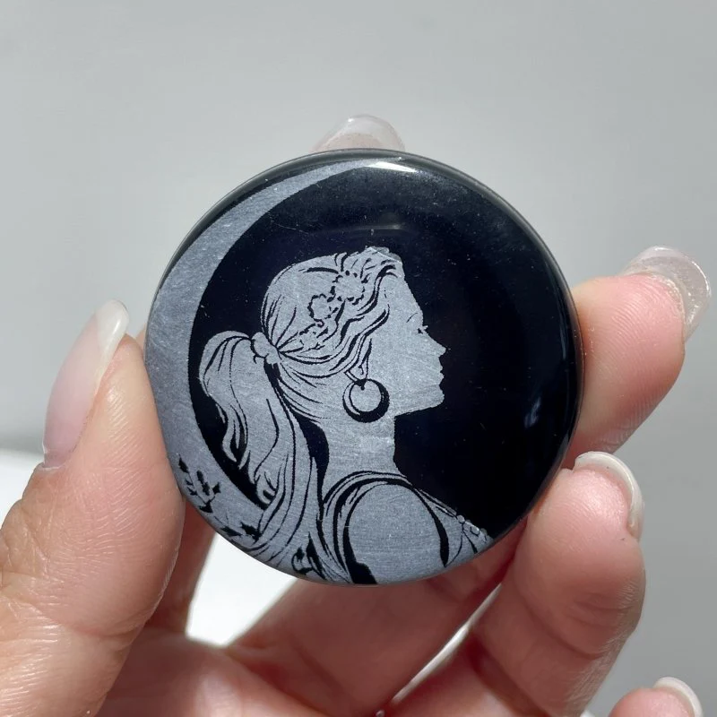 Obsidian Engraved Twelve Olympians Round Slices DIY Accessories Wholesale - Image 11