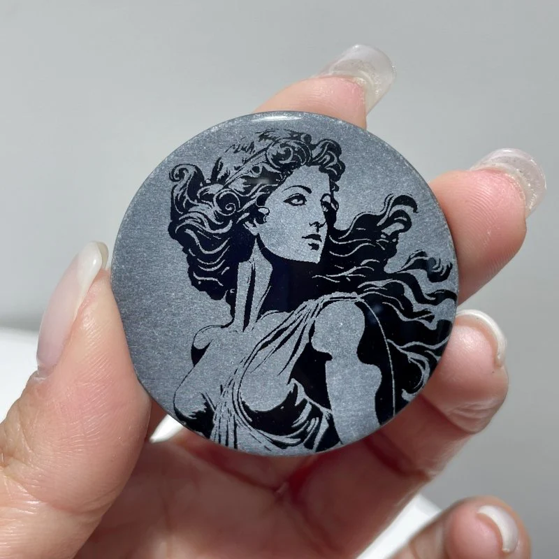 Obsidian Engraved Twelve Olympians Round Slices DIY Accessories Wholesale - Image 12