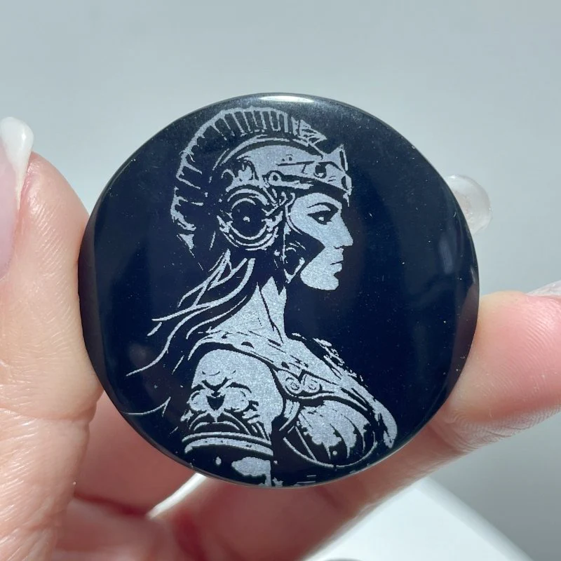 Obsidian Engraved Twelve Olympians Round Slices DIY Accessories Wholesale - Image 14