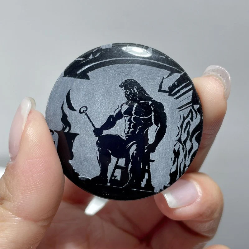 Obsidian Engraved Twelve Olympians Round Slices DIY Accessories Wholesale - Image 6