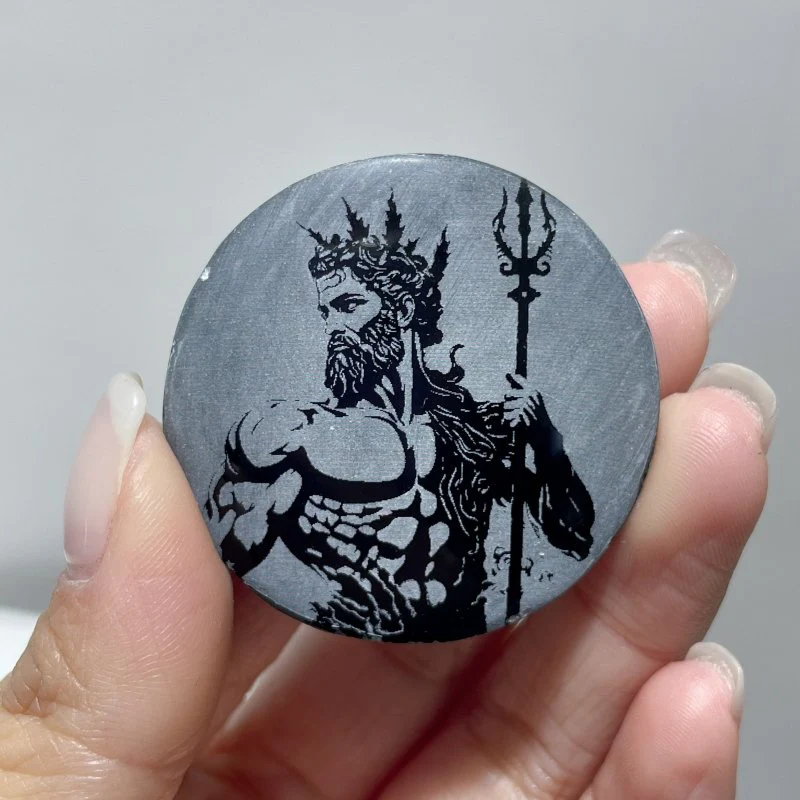 Obsidian Engraved Twelve Olympians Round Slices DIY Accessories Wholesale - Image 7