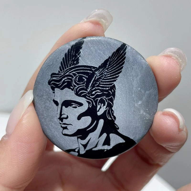 Obsidian Engraved Twelve Olympians Round Slices DIY Accessories Wholesale - Image 8