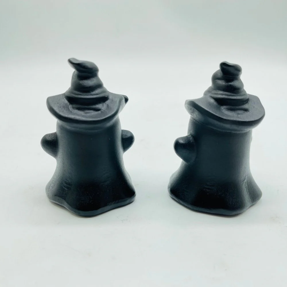 Black Obsidian Ghost With Wizard Hat Carving Wholesale - Image 3