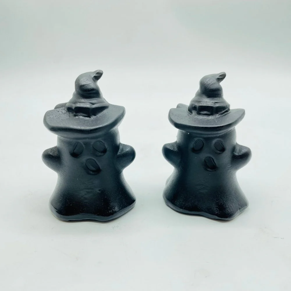 Black Obsidian Ghost With Wizard Hat Carving Wholesale - Image 4