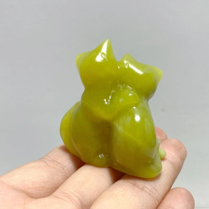 Obsidian Green Jade Cuddle Cat Carving Wholesale - Image 3