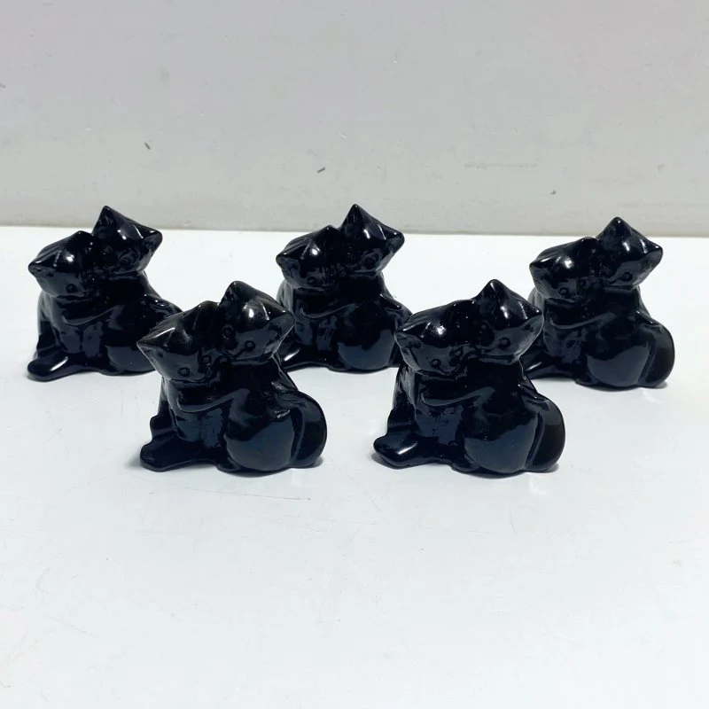 Obsidian Green Jade Cuddle Cat Carving Wholesale - Image 5