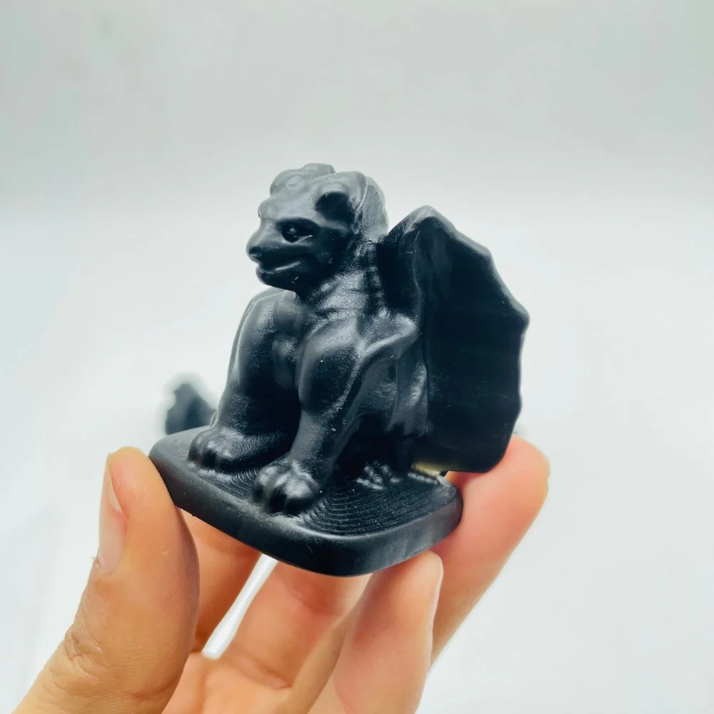 Obsidian Gargoyle With Wings On Base Carving Wholesale - Image 4