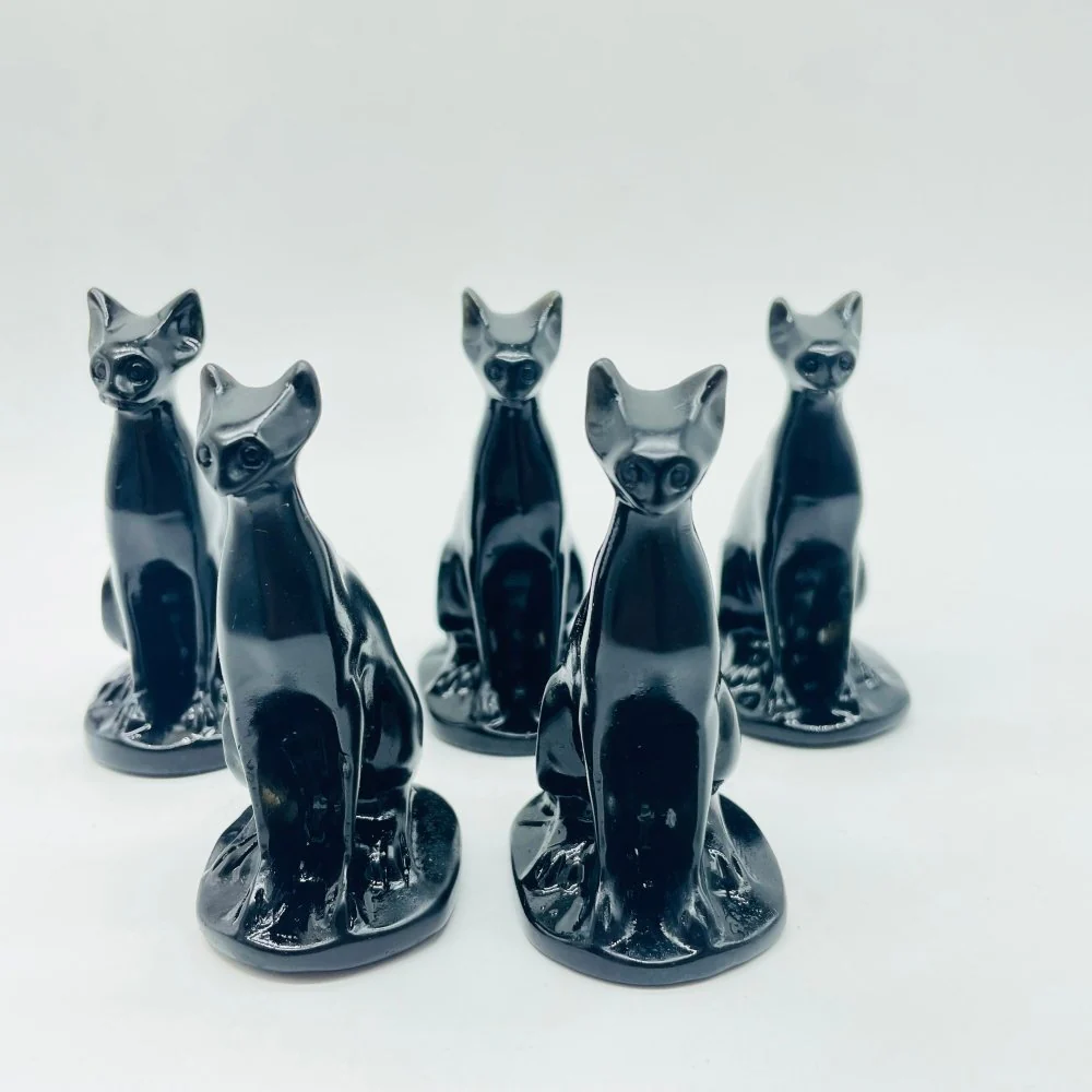 Black Obsidian Sphynx Hairless Cat Carving Animal Wholesale - Image 3