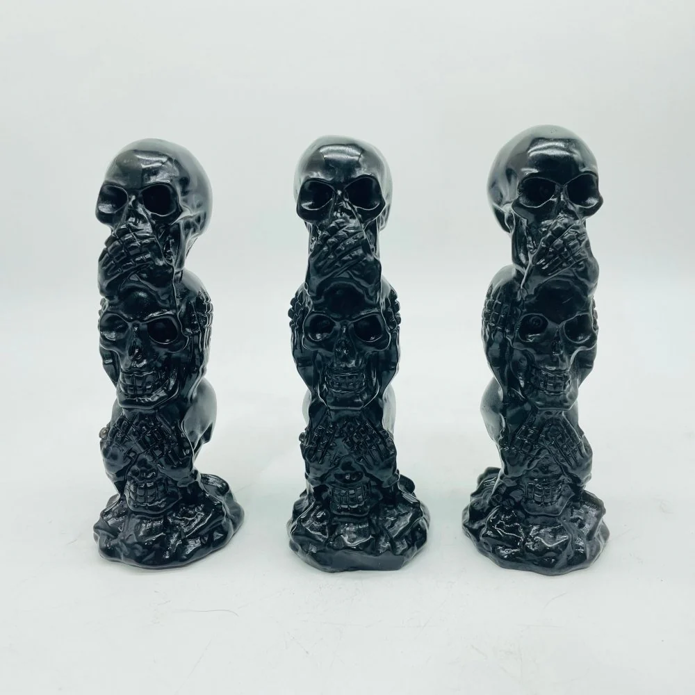 Obsidian Three Wise Monkeys Skull Wholesale - Image 3