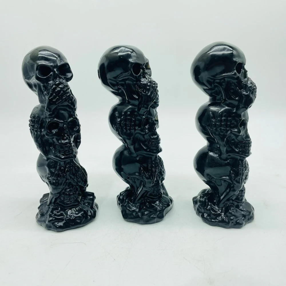 Obsidian Three Wise Monkeys Skull Wholesale - Image 4