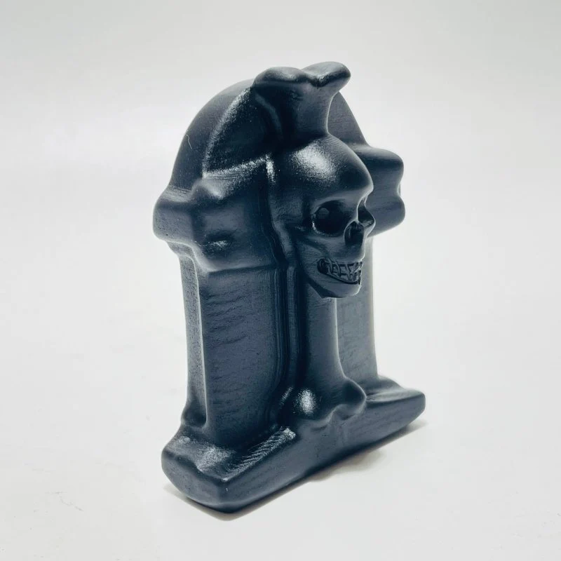 Black Obsidian Tombstone Skull Cross Carving Wholesale - Image 4