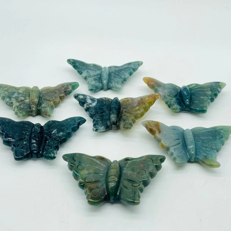 Green Ocean Jasper Beautiful Butterfly Carving Wholesale - Image 2