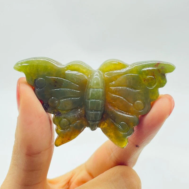 Green Ocean Jasper Beautiful Butterfly Carving Wholesale - Image 3