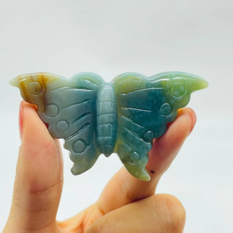 Green Ocean Jasper Beautiful Butterfly Carving Wholesale - Image 4