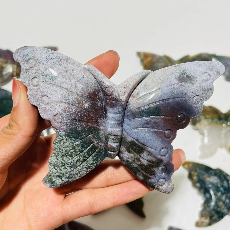 13 Pieces Colourful Ocean Jasper Large Butterfly Carving - Image 5