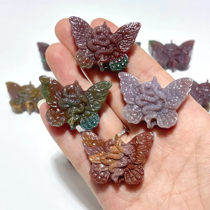 Ocean Jasper Butterfly Snake Carving Wholesale - Image 4