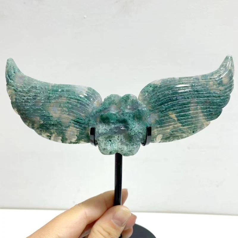 6 Pairs Unique Ocean Jasper Cat Paws Wing Carving With Stand - Image 2