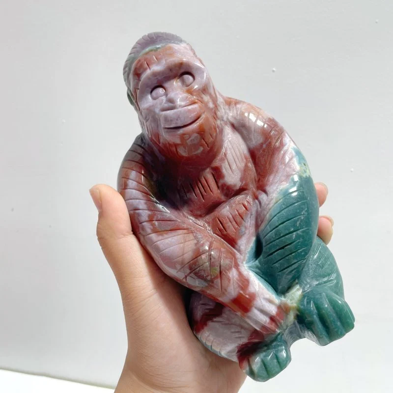 3 Pieces Ocean Jasper Chimpanzees Carving(Defect) Clearance - Image 3