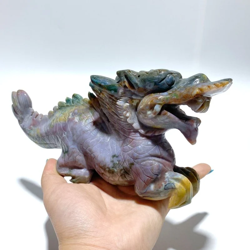 3 Pieces Ocean Jasper China Dragon Carving - Image 5