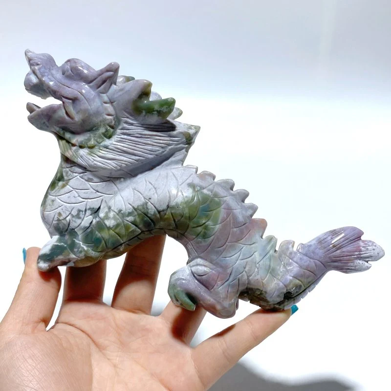 3 Pieces Ocean Jasper China Dragon Carving - Image 7