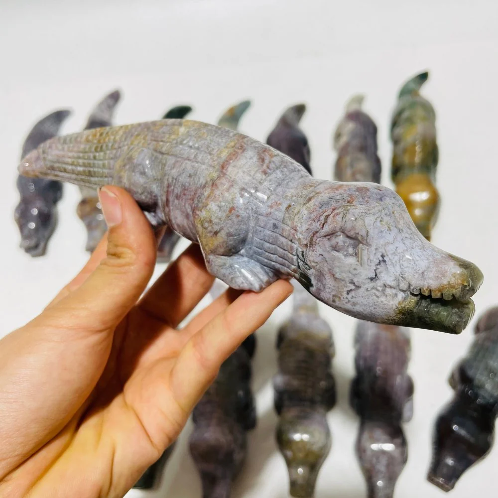 14 Pieces Ocean Jasper Crocodile Carving - Image 2