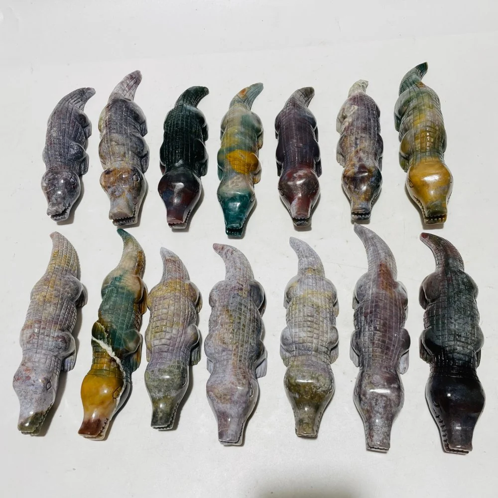 14 Pieces Ocean Jasper Crocodile Carving - Image 3