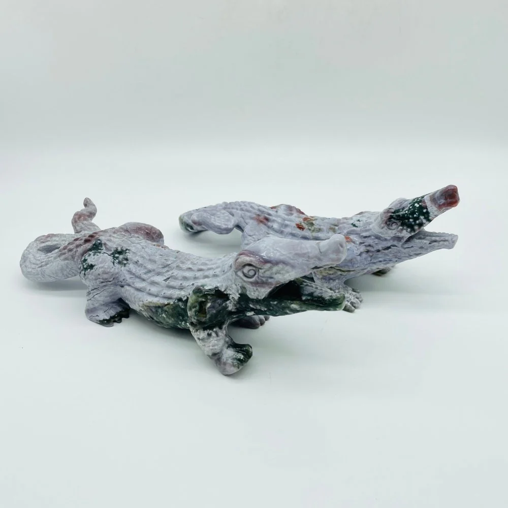 2 Pieces Ocean Jasper Crocodile Carving - Image 3