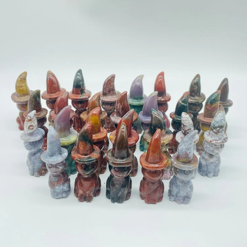 27 Pieces Ocean Jasper Wizard Cat Carving - Image 8