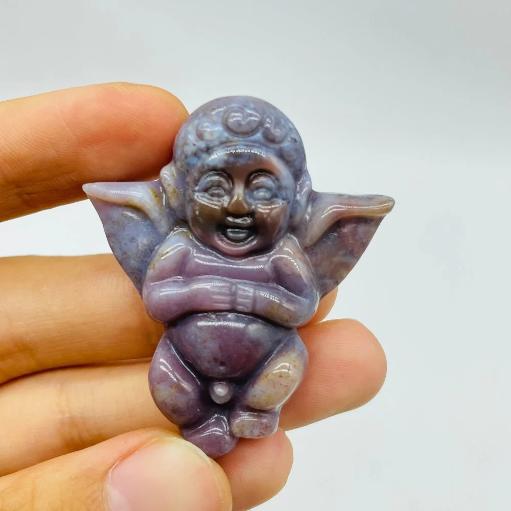 Ocean Jasper Cute Cupid Boy Angel Carving - Image 4