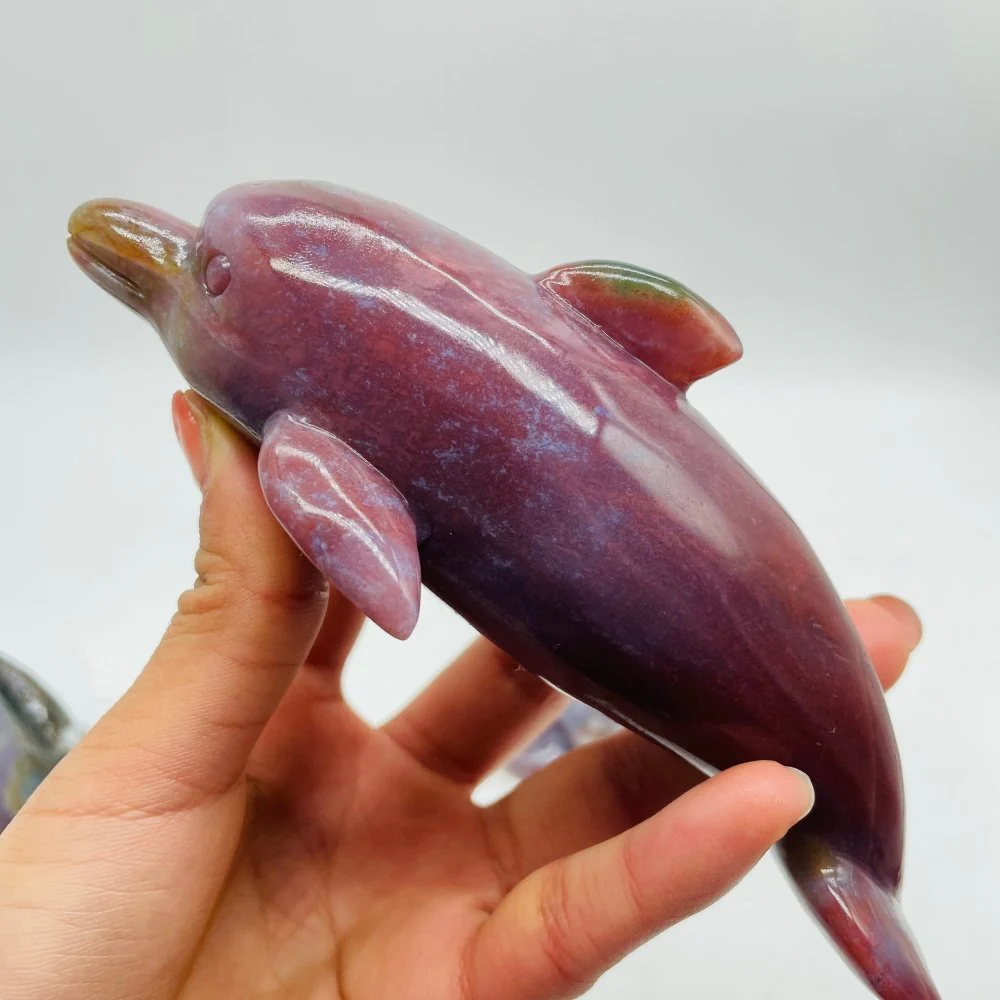 4 Pieces Ocean Jasper Dolphin Fish Carving - Image 6