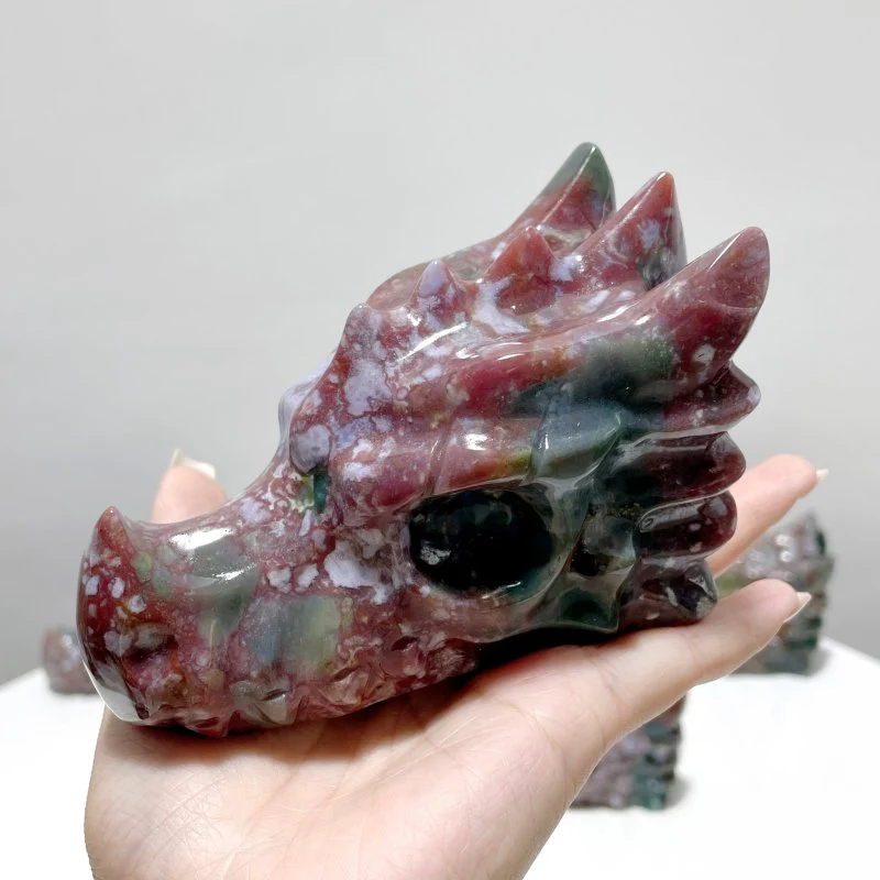 6 Pieces Beautiful Ocean Jasper Dragon Head Carving - Image 2