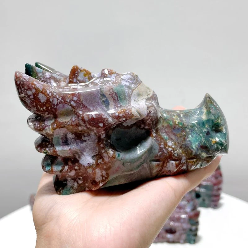 6 Pieces Beautiful Ocean Jasper Dragon Head Carving - Image 3