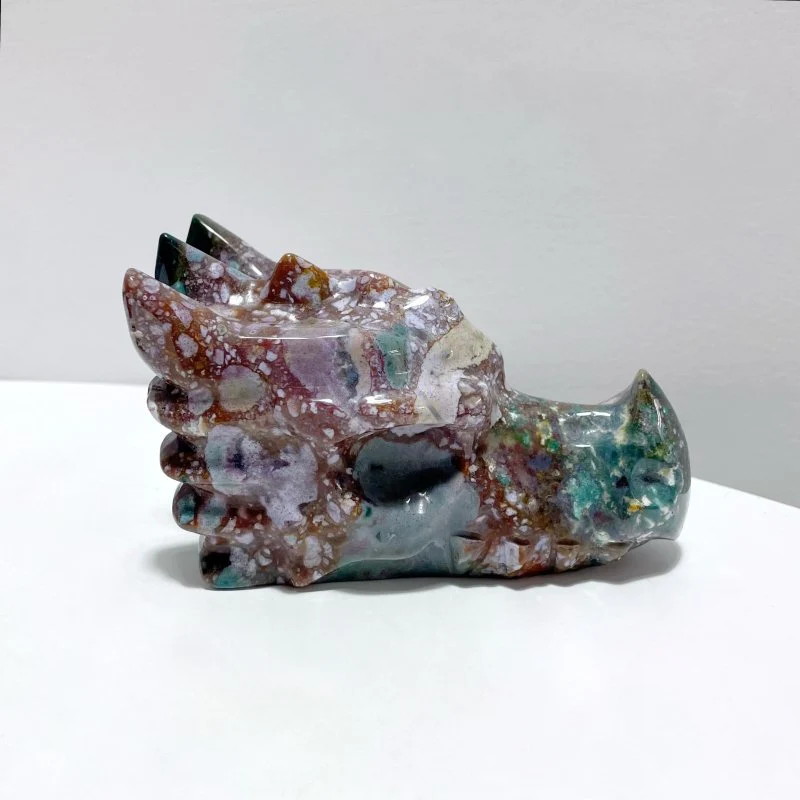 6 Pieces Beautiful Ocean Jasper Dragon Head Carving - Image 4