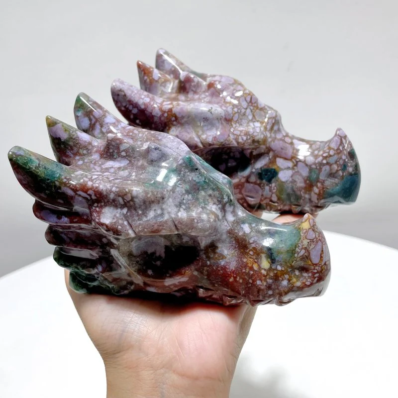 6 Pieces Beautiful Ocean Jasper Dragon Head Carving - Image 5