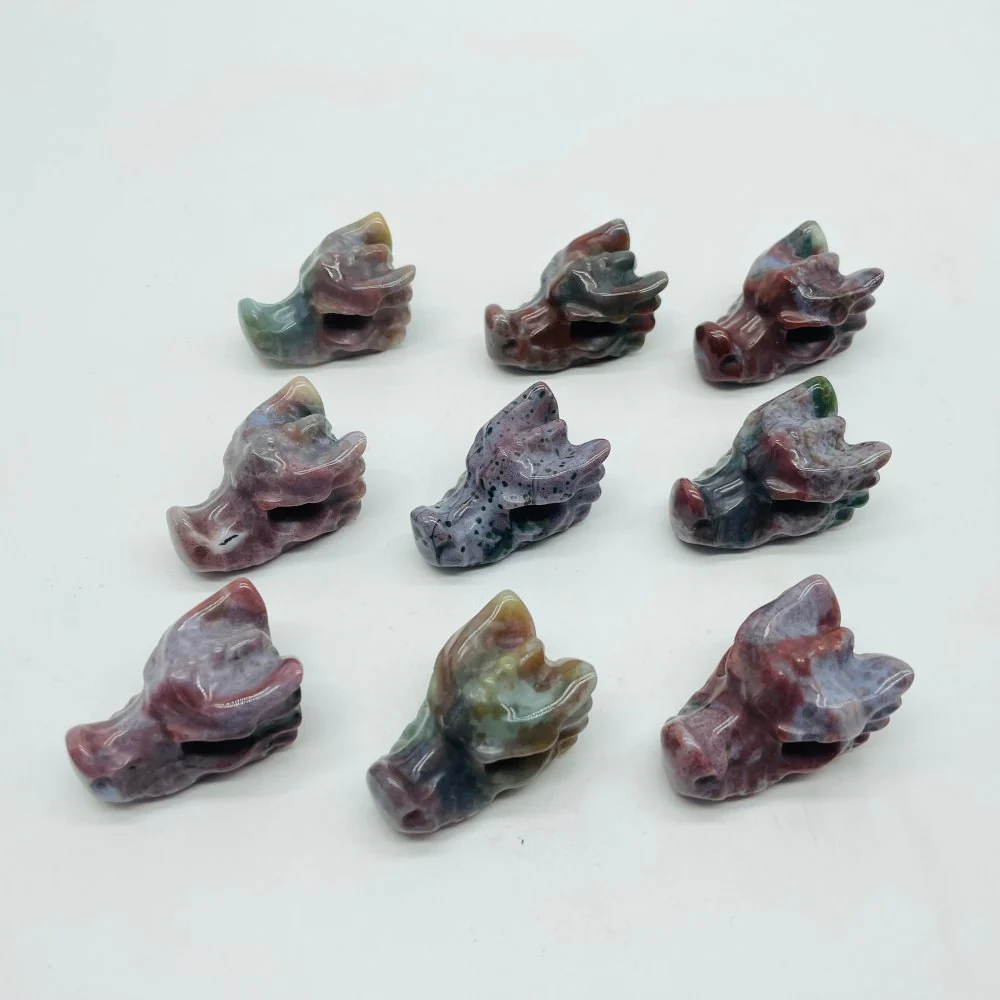 Ocean Jasper Dragon Head Carving Wholesale - Image 3