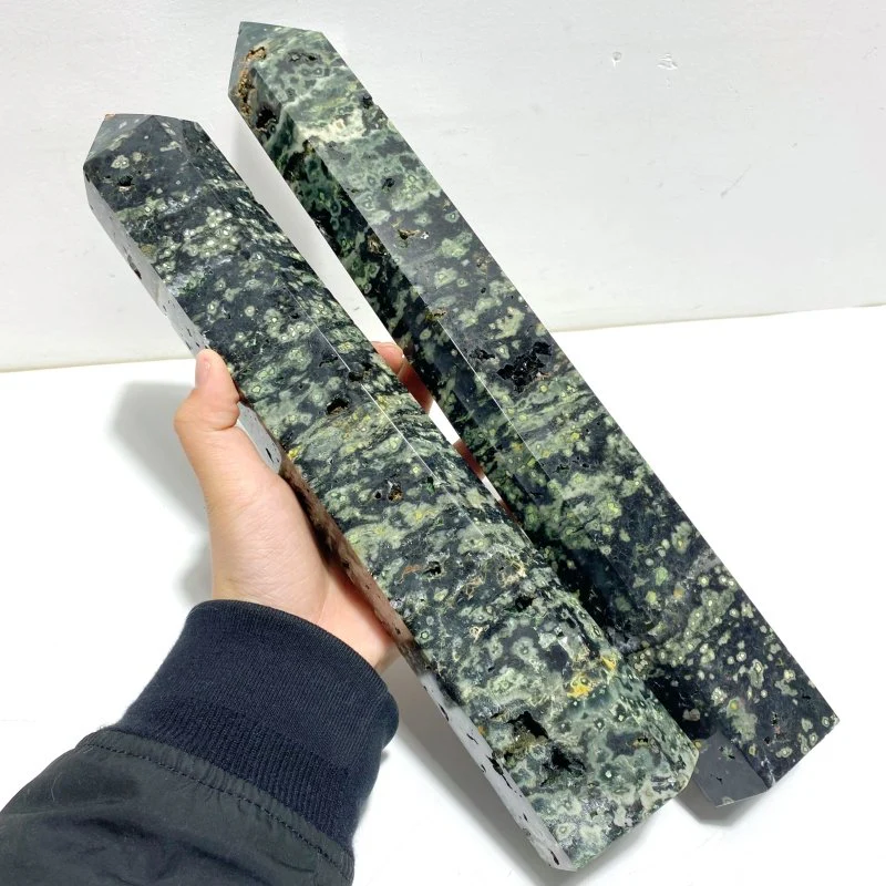 5 Pieces Large Green Sea Jasper Druzy Geode Points