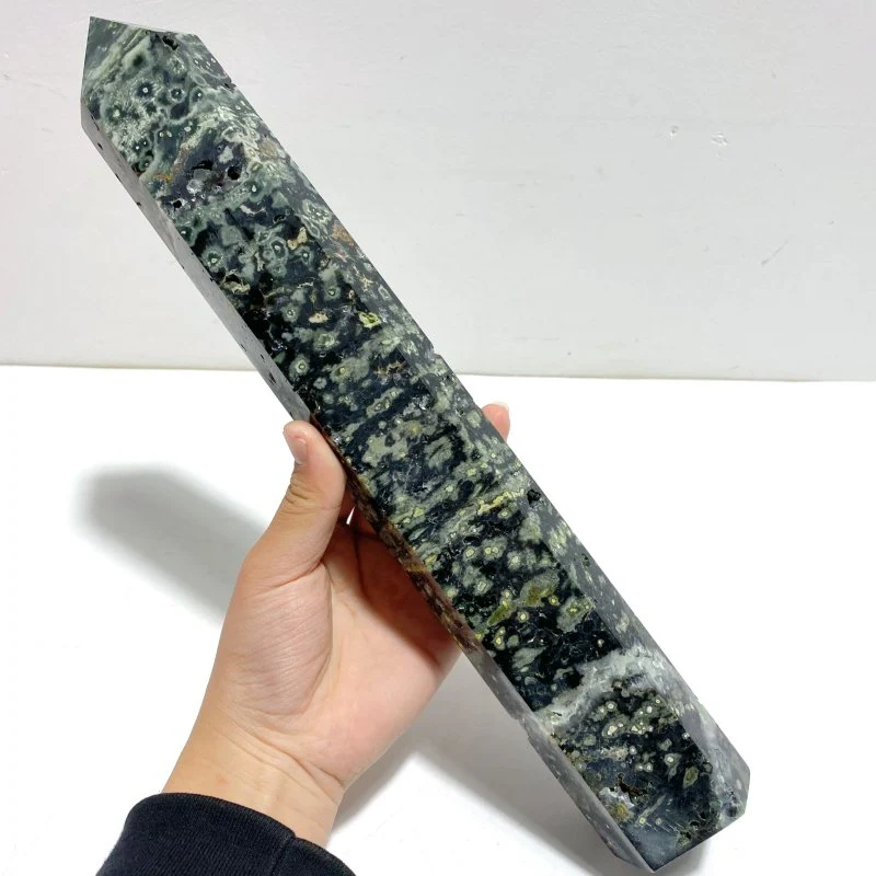 5 Pieces Large Green Sea Jasper Druzy Geode Points - Image 3