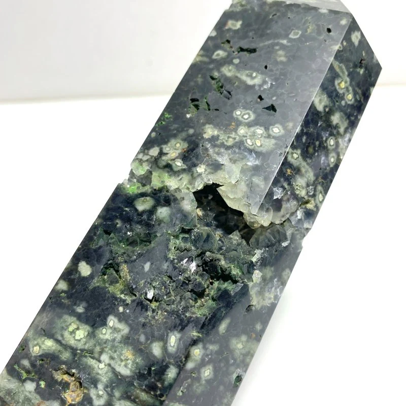 5 Pieces Large Green Sea Jasper Druzy Geode Points - Image 6