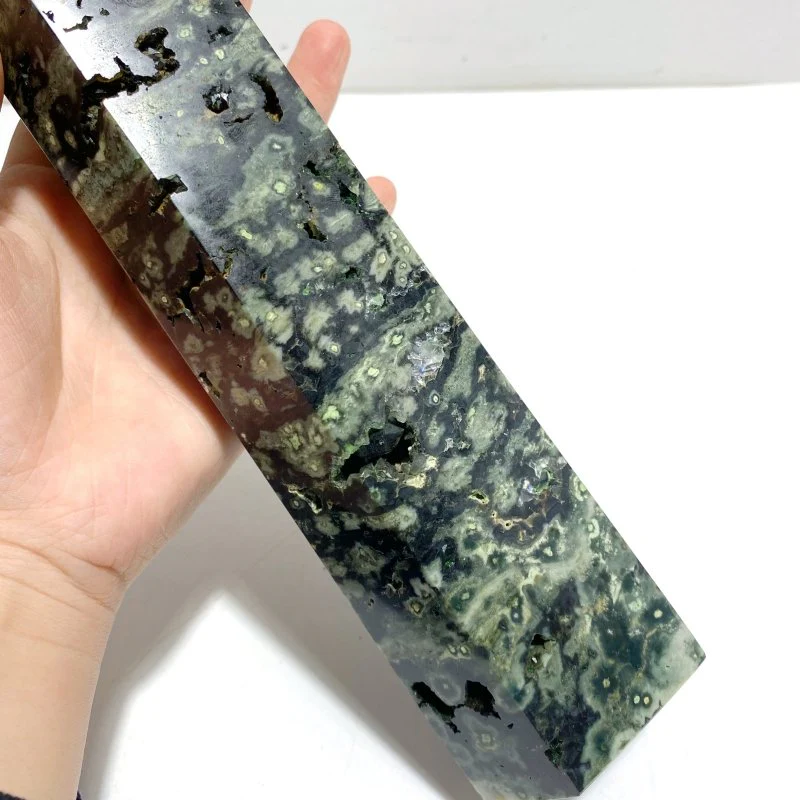 5 Pieces Large Green Sea Jasper Druzy Geode Points - Image 7