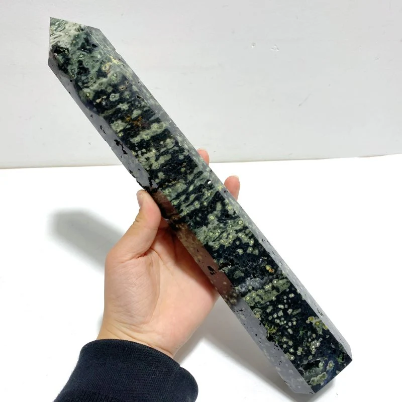 5 Pieces Large Green Sea Jasper Druzy Geode Points - Image 8