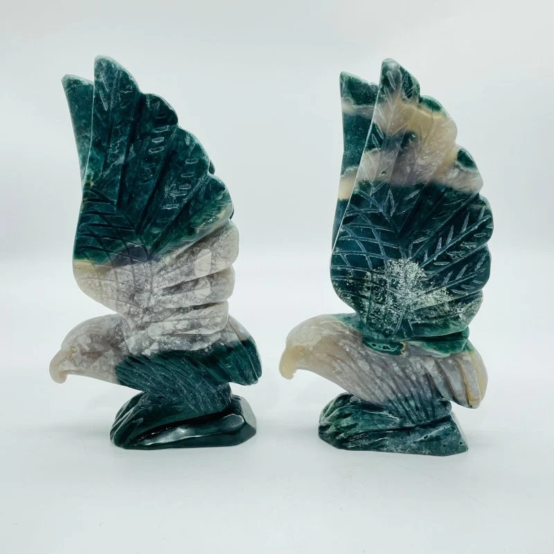 2 Pieces Ocean Jasper 1 Pair Eagle Carving - Image 6