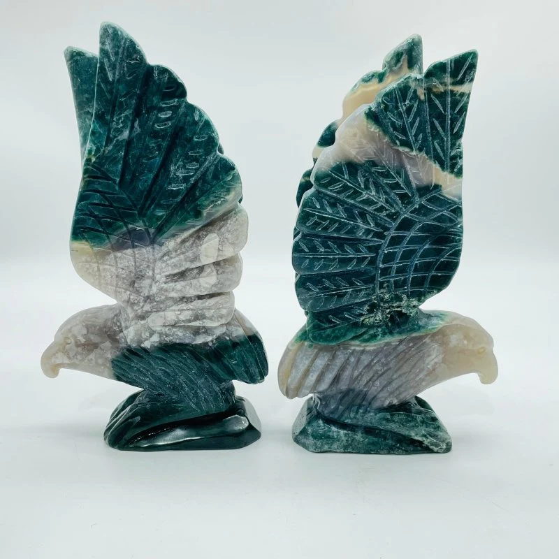 2 Pieces Ocean Jasper 1 Pair Eagle Carving - Image 7