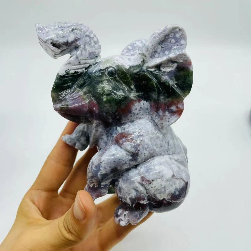 6 Pieces Large Ocean Jasper Elephant Carving - Image 6