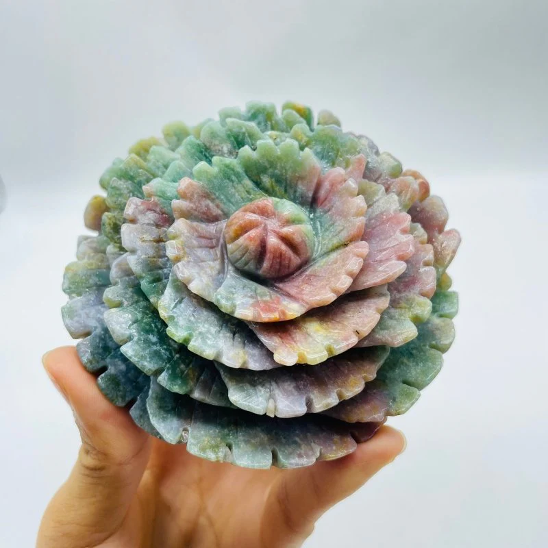 Beautiful Ocean Jasper Lotus Flower Carving Wholesale - Image 3