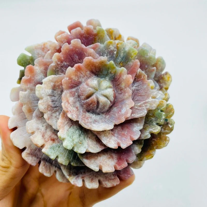 Beautiful Ocean Jasper Lotus Flower Carving Wholesale - Image 5