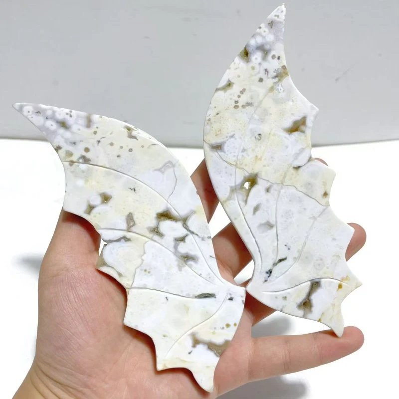 2 Pairs 8th Vein Ocean Jasper Flying Dragon Wing With Stand - Image 3