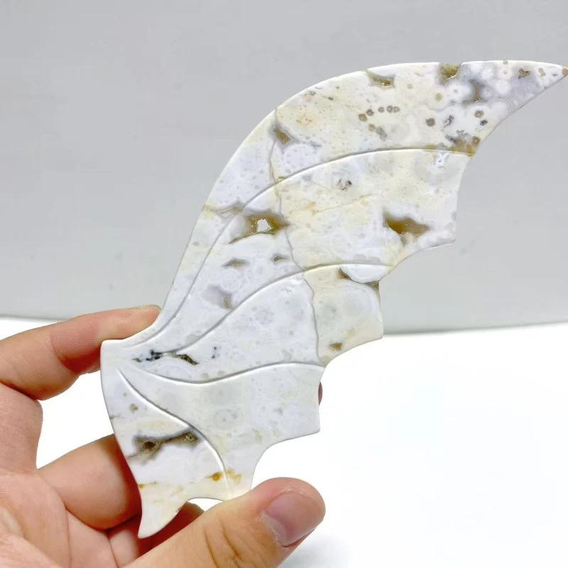2 Pairs 8th Vein Ocean Jasper Flying Dragon Wing With Stand - Image 4