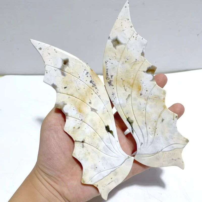 2 Pairs 8th Vein Ocean Jasper Flying Dragon Wing With Stand - Image 6