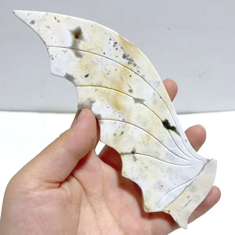 2 Pairs 8th Vein Ocean Jasper Flying Dragon Wing With Stand - Image 7
