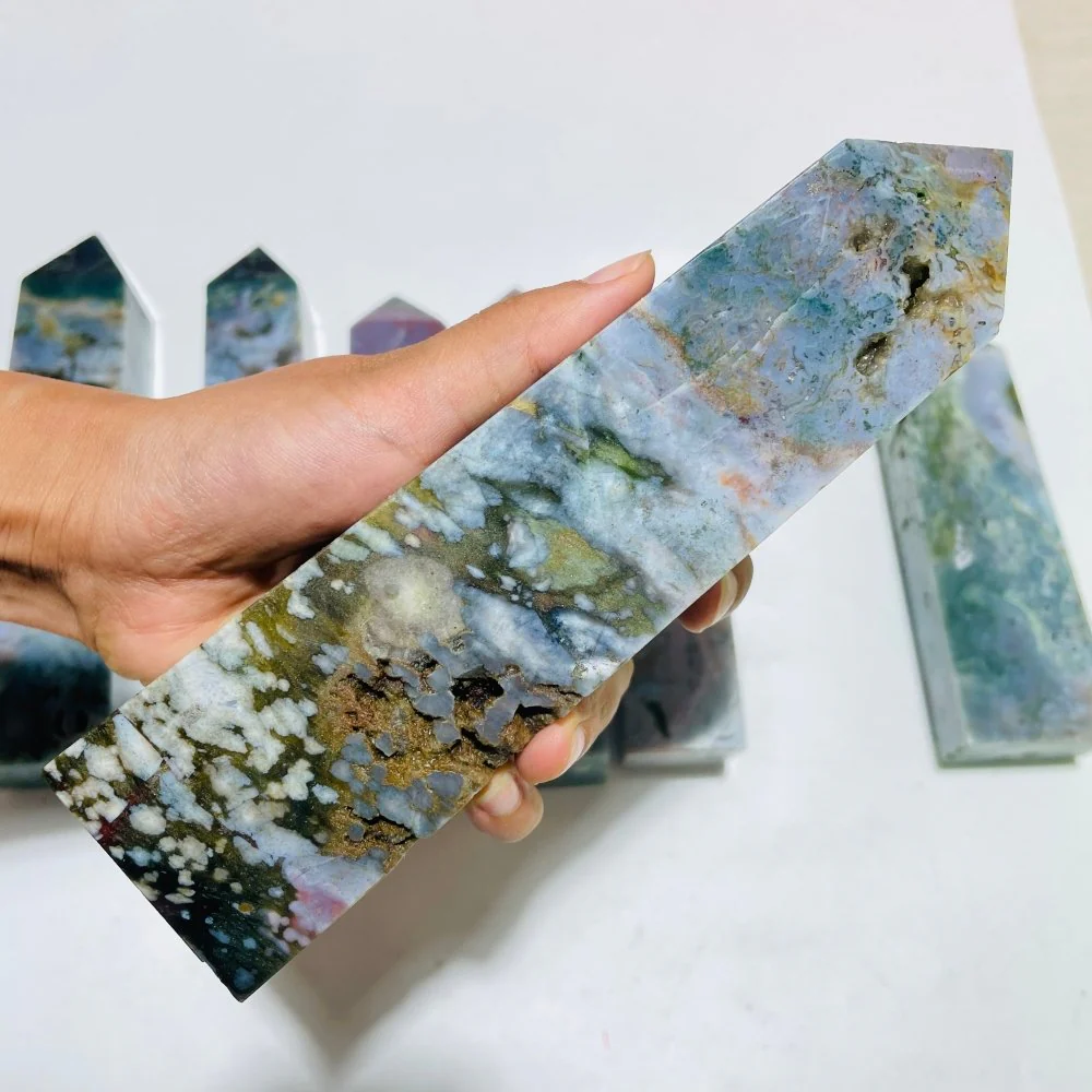 7 Pieces Large Ocean Jasper Four-Sided Tower Points